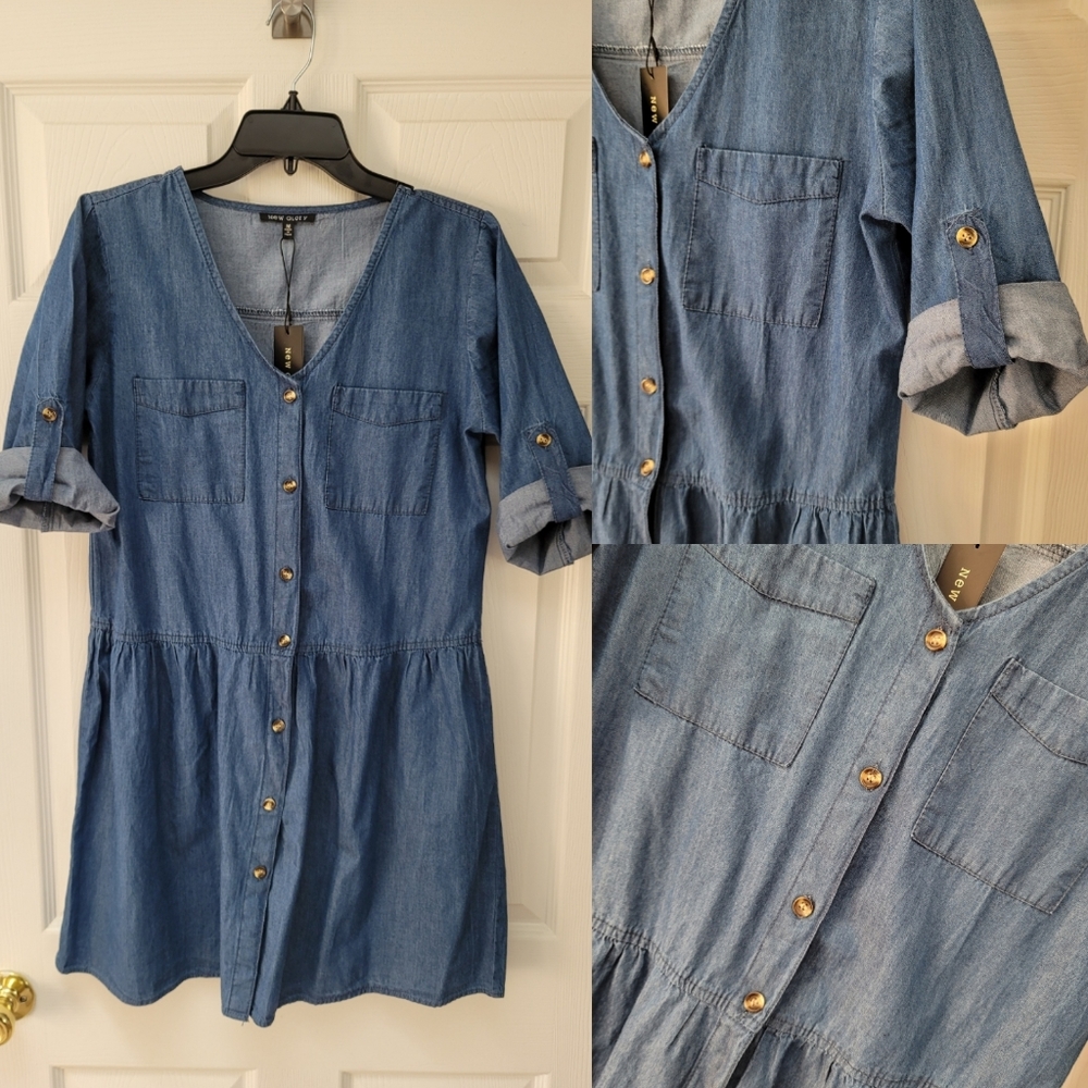 New Glory Denim Shirt Dress Medium NWT